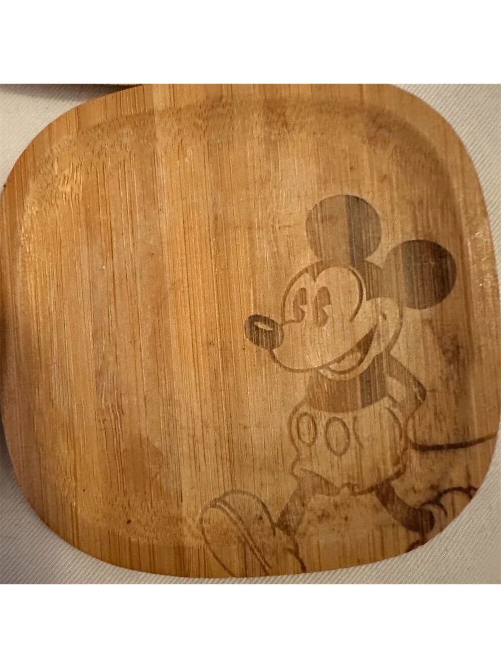 Disney Parks Mickey Mouse Bamboo Coaster Set of 5 Eco-Friendly Brown